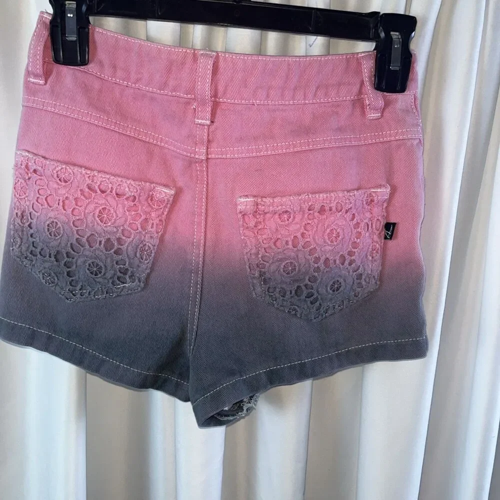 Minkpunk Womrns Denim Lace Overlay Shorts Size XS Spring Summer Cottagecore - Picture 4 of 8